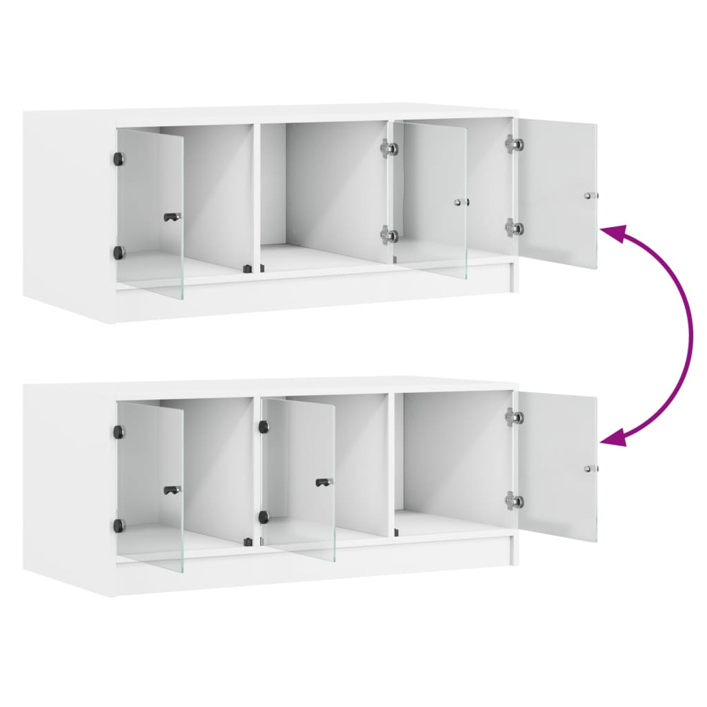 Mesa de centro c/ portas de vidro 102x50x42 cm branco