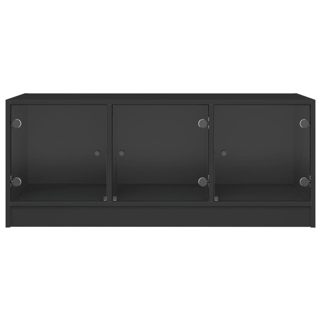 Mesa de centro c/ portas de vidro 102x50x42 cm preto