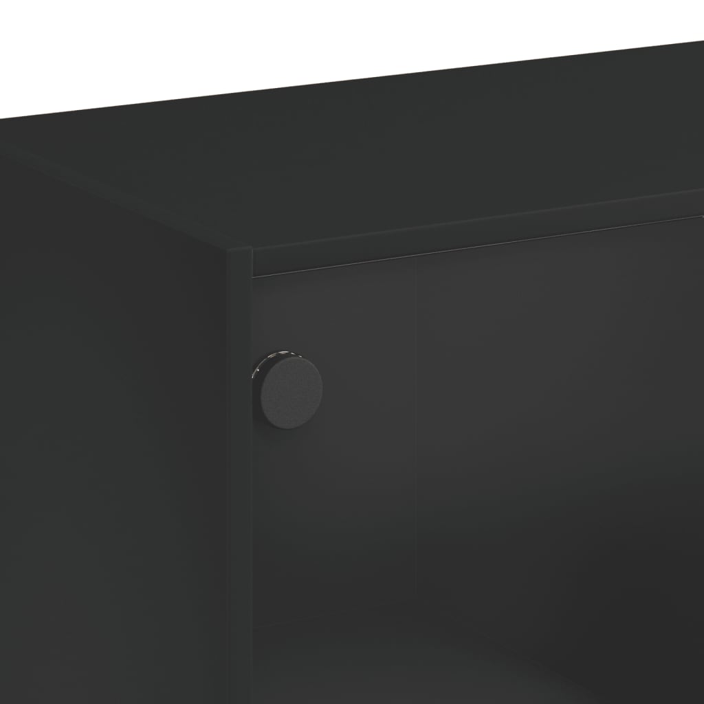 Mesa de centro c/ portas de vidro 102x50x42 cm preto