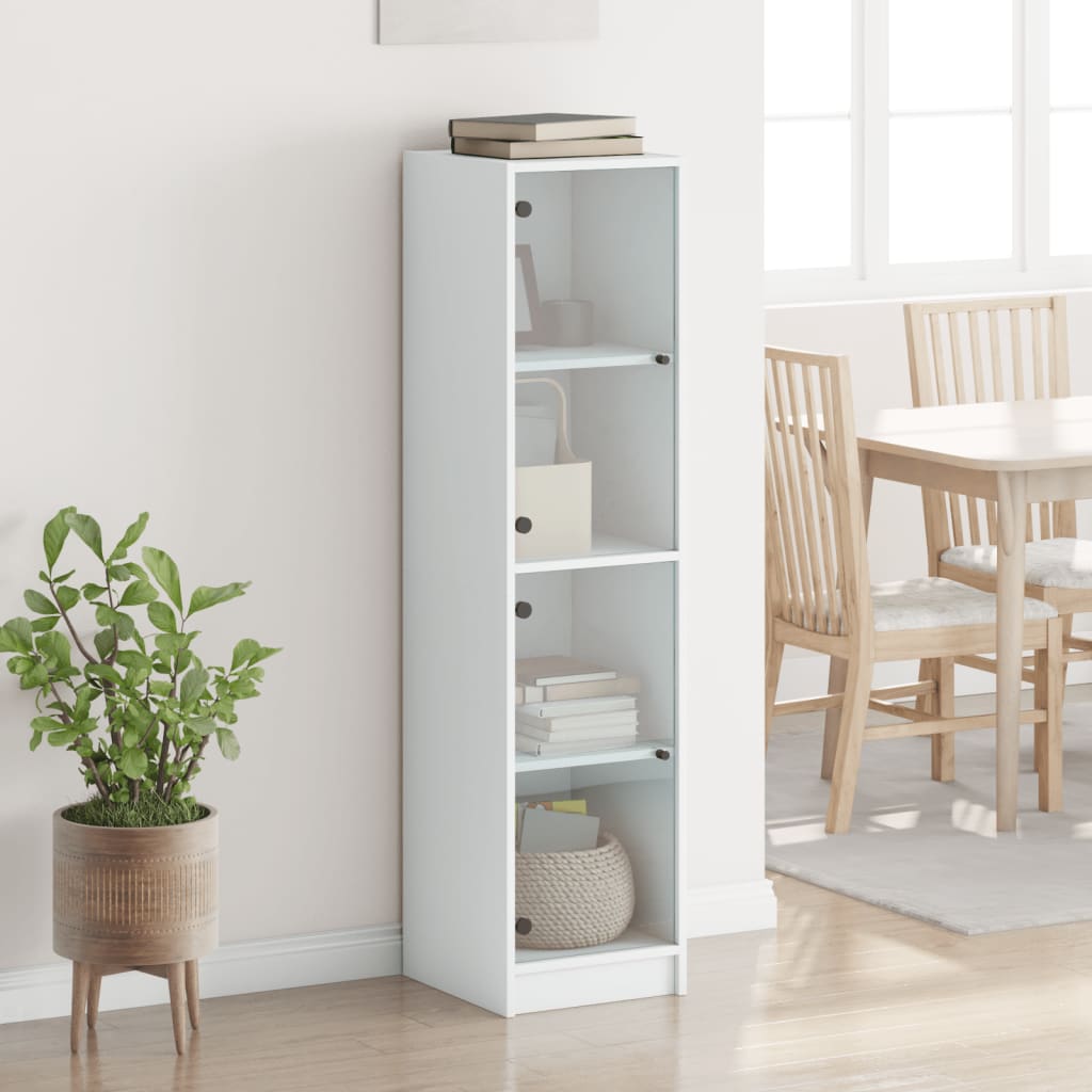 Aparador alto c/ portas de vidro 35x37x142 cm branco