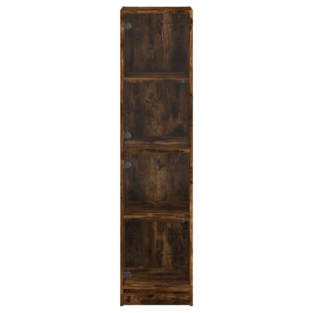 Aparador alto c/ portas de vidro 35x37x142 cm carvalho fumado