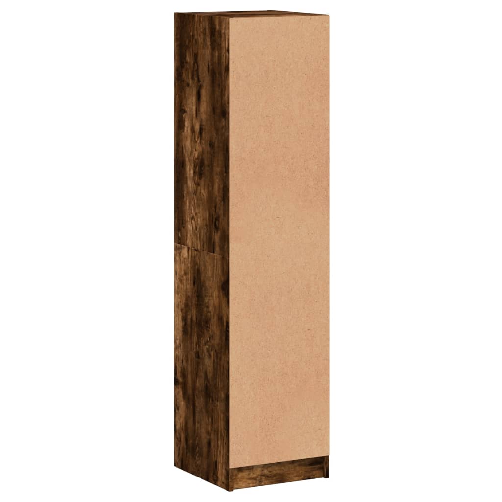 Aparador alto c/ portas de vidro 35x37x142 cm carvalho fumado