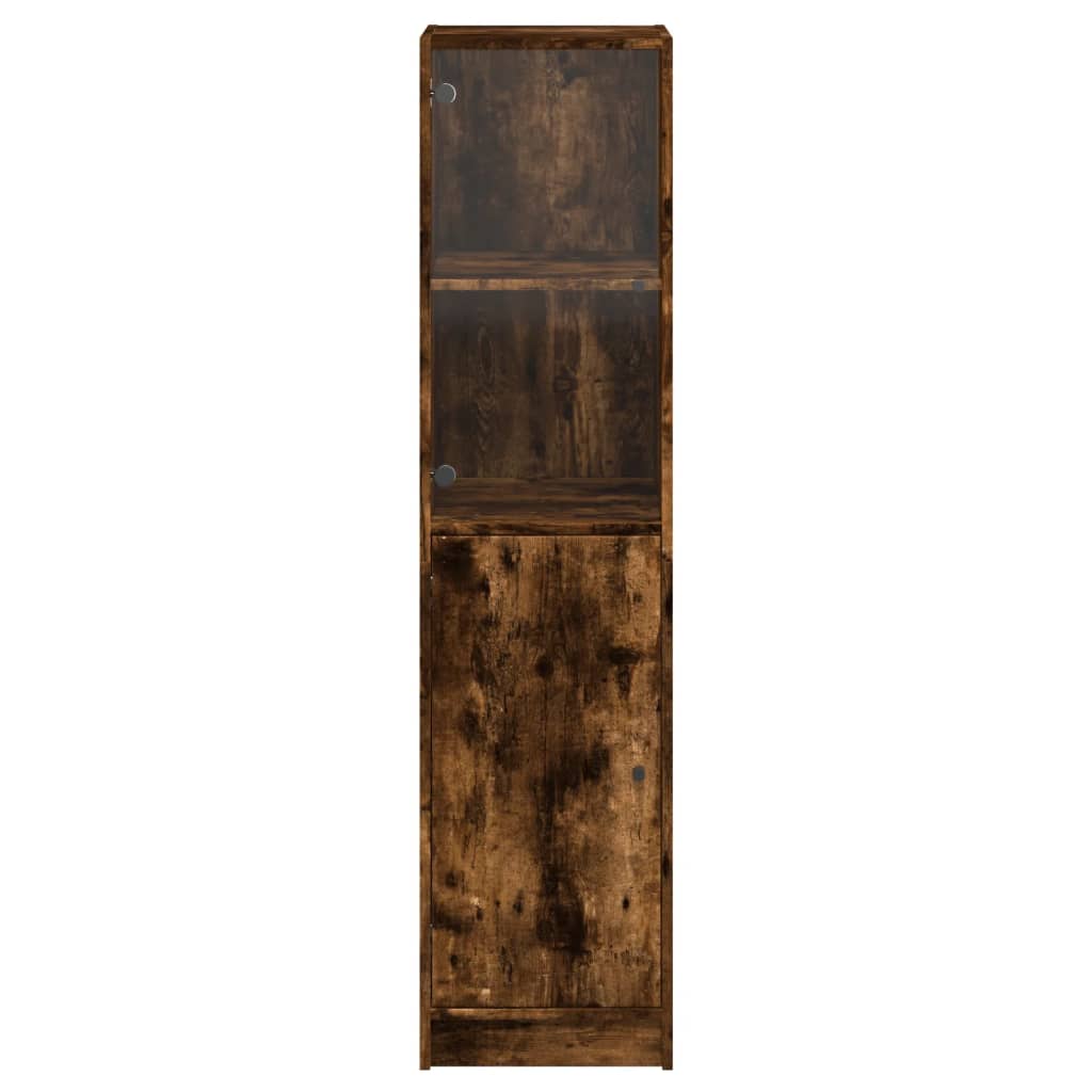 Aparador alto c/ porta de vidro 35x37x142 cm carvalho fumado