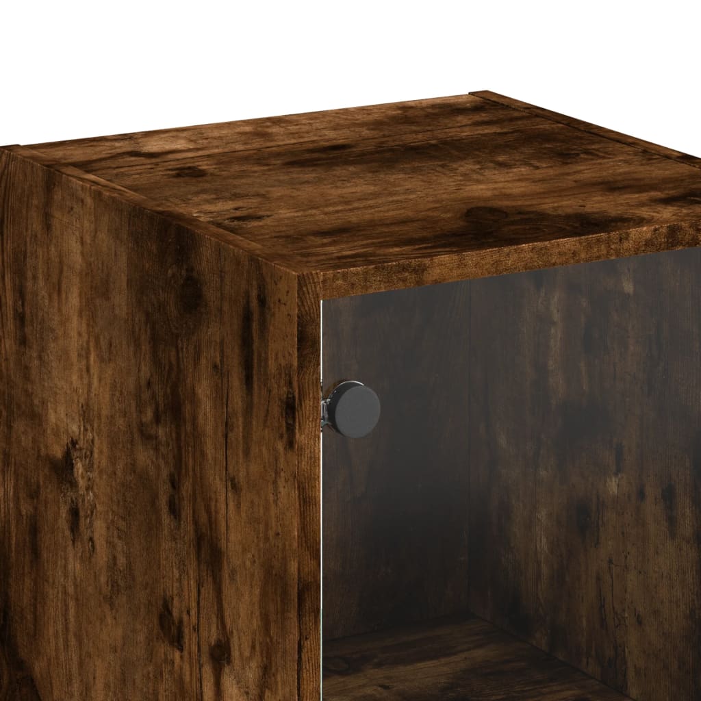 Aparador alto c/ porta de vidro 35x37x142 cm carvalho fumado