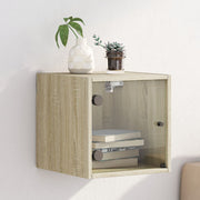 Mesa de cabeceira c/ porta de vidro 35x37x35 cm carvalho sonoma