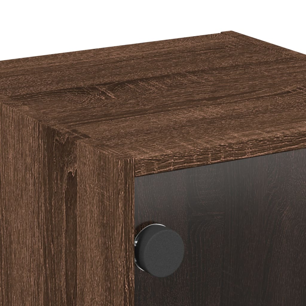 Mesa de cabeceira c/ porta vidro 35x37x35 cm carvalho castanho