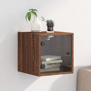 Mesa de cabeceira c/ porta vidro 35x37x35 cm carvalho castanho