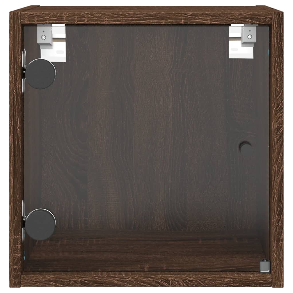 Mesas cabeceira portas vidro 2 pcs 35x37x35cm carvalho castanho