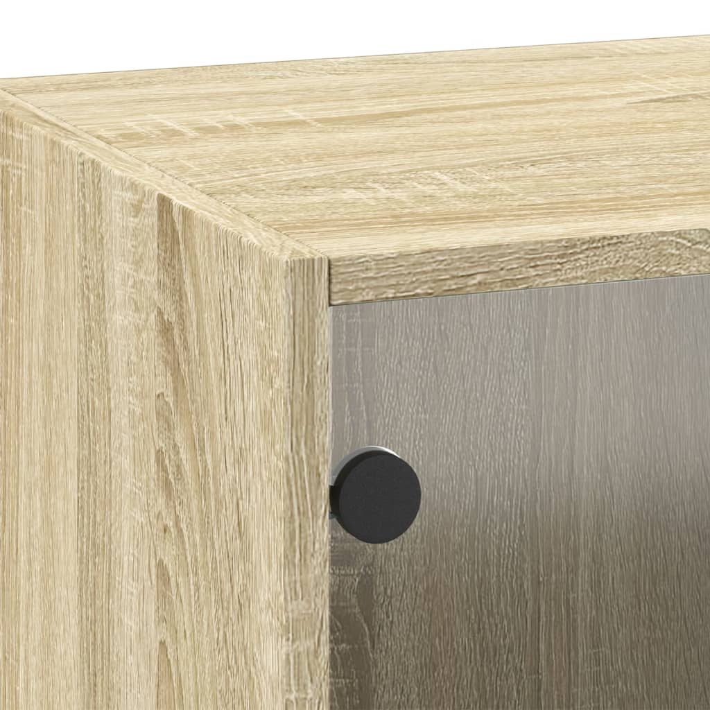 Armário de parede c/ portas vidro 35x37x100 cm carvalho sonoma