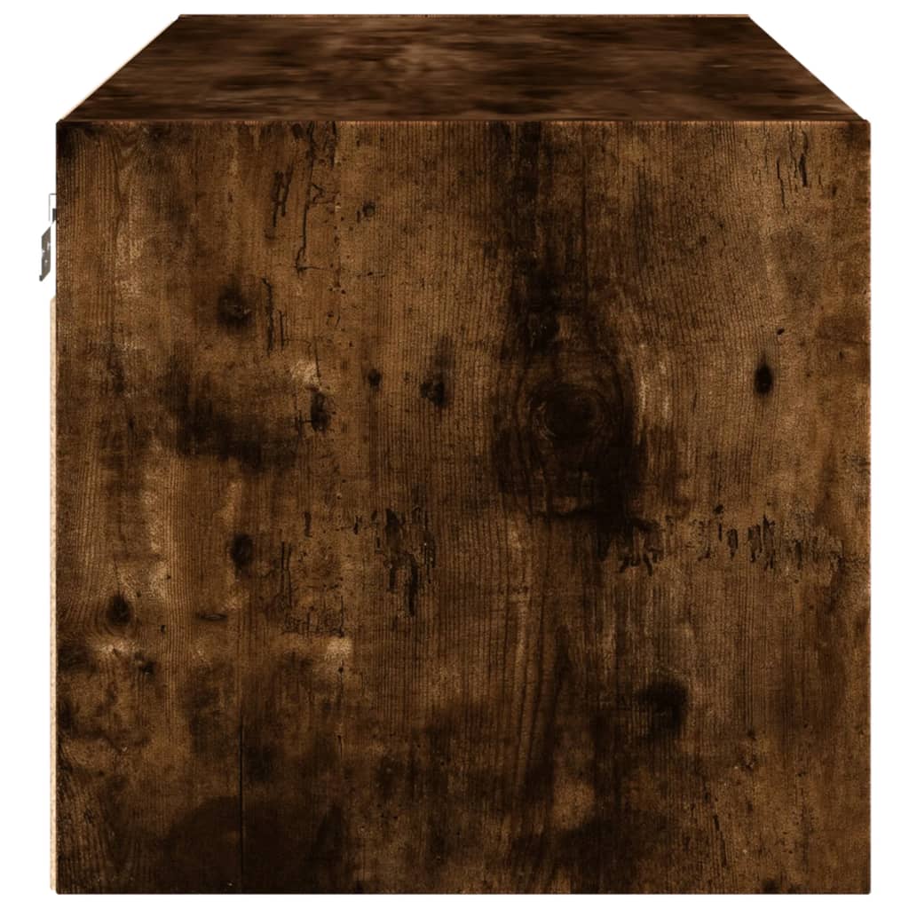 Armário de parede c/ portas vidro 102x37x35 cm carvalho fumado