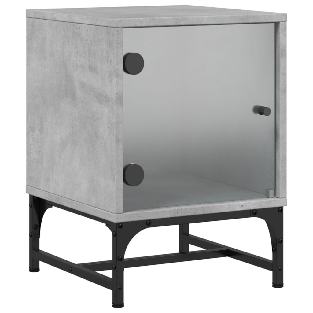 Mesa cabeceira c/ porta vidro 2 pcs 35x37x50cm cinzento cimento