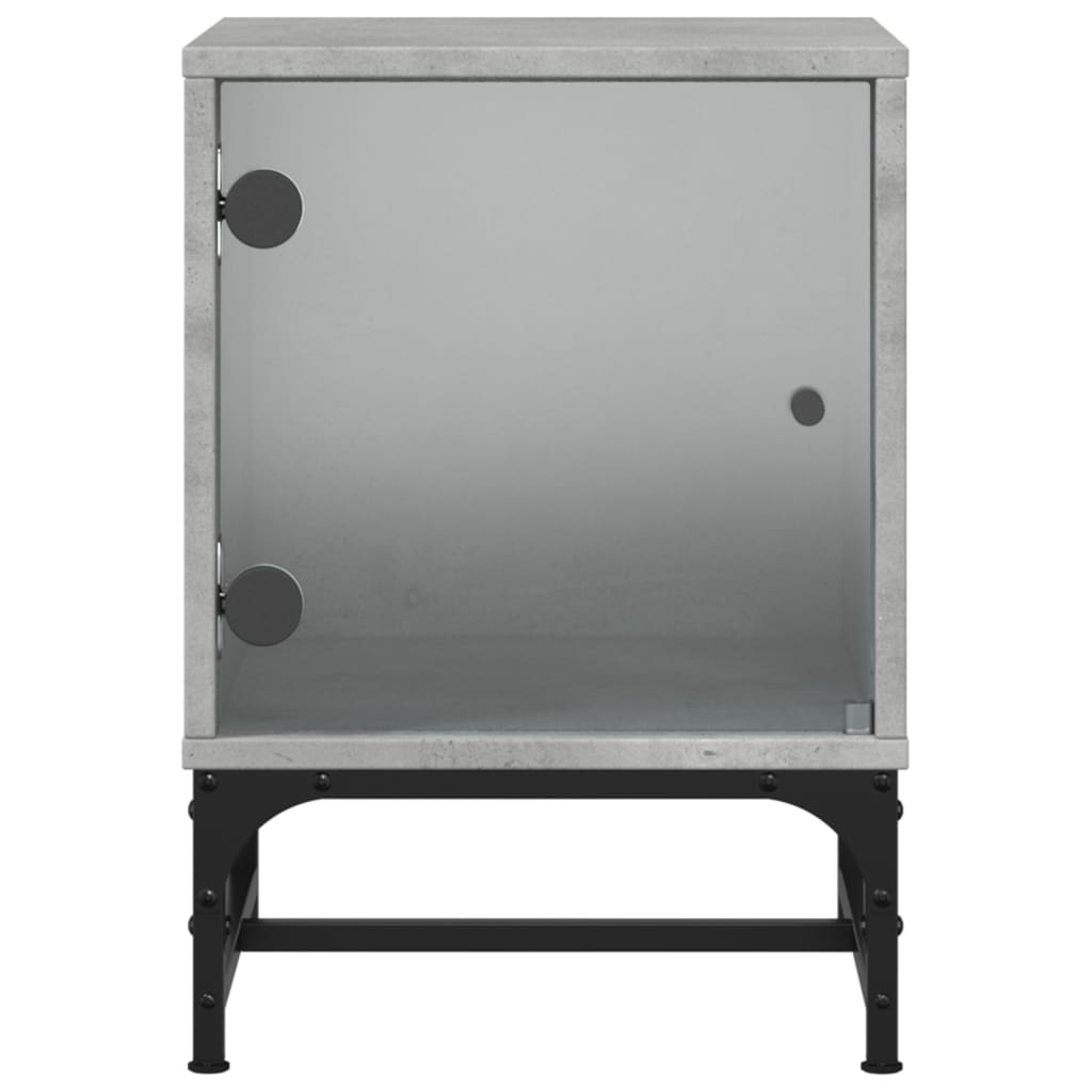 Mesa cabeceira c/ porta vidro 2 pcs 35x37x50cm cinzento cimento