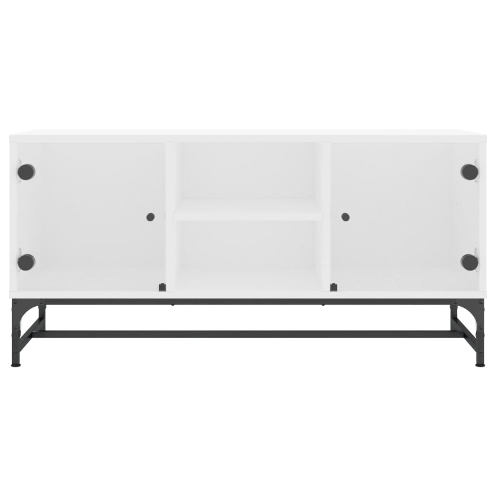 Móvel de TV c/ portas de vidro 102x37x50 cm branco