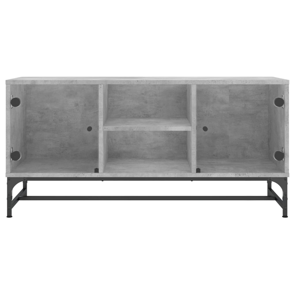 Móvel de TV c/ portas de vidro 102x37x50 cm cinza cimento