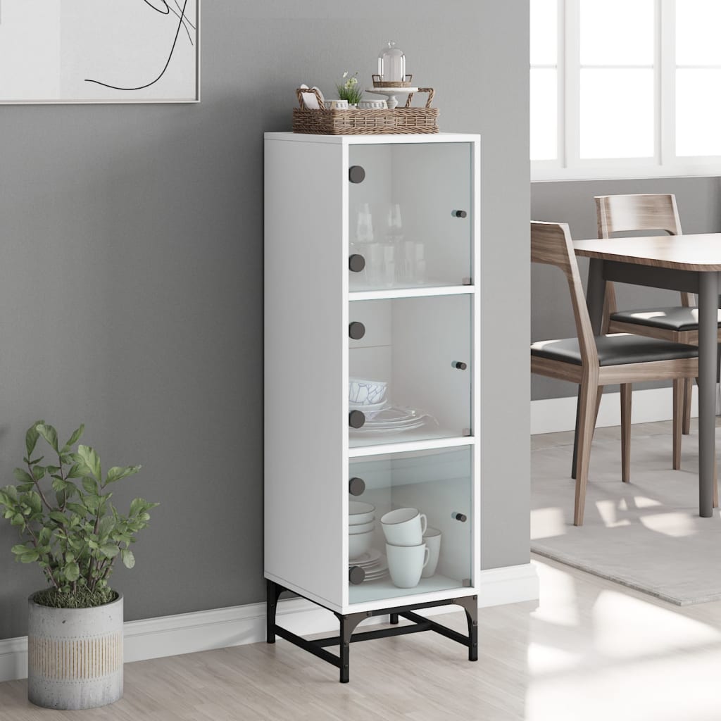 Aparador alto c/ portas de vidro 35x37x120 cm branco