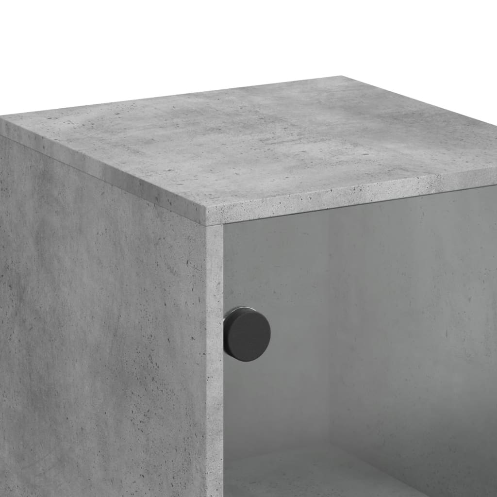 Aparador alto c/ portas de vidro 35x37x120 cm cinzento cimento