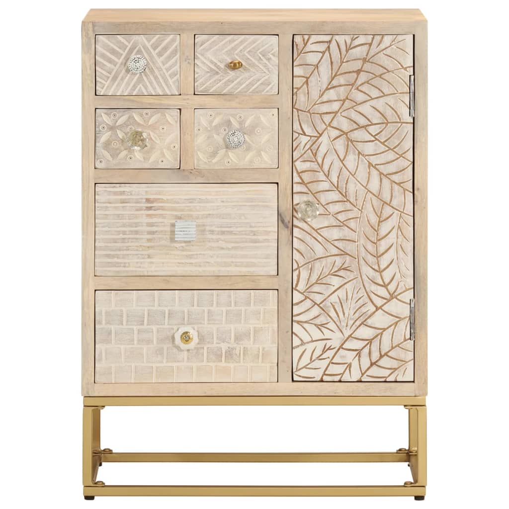 Aparador 55x30x76 cm madeira de mangueira maciça e ferro