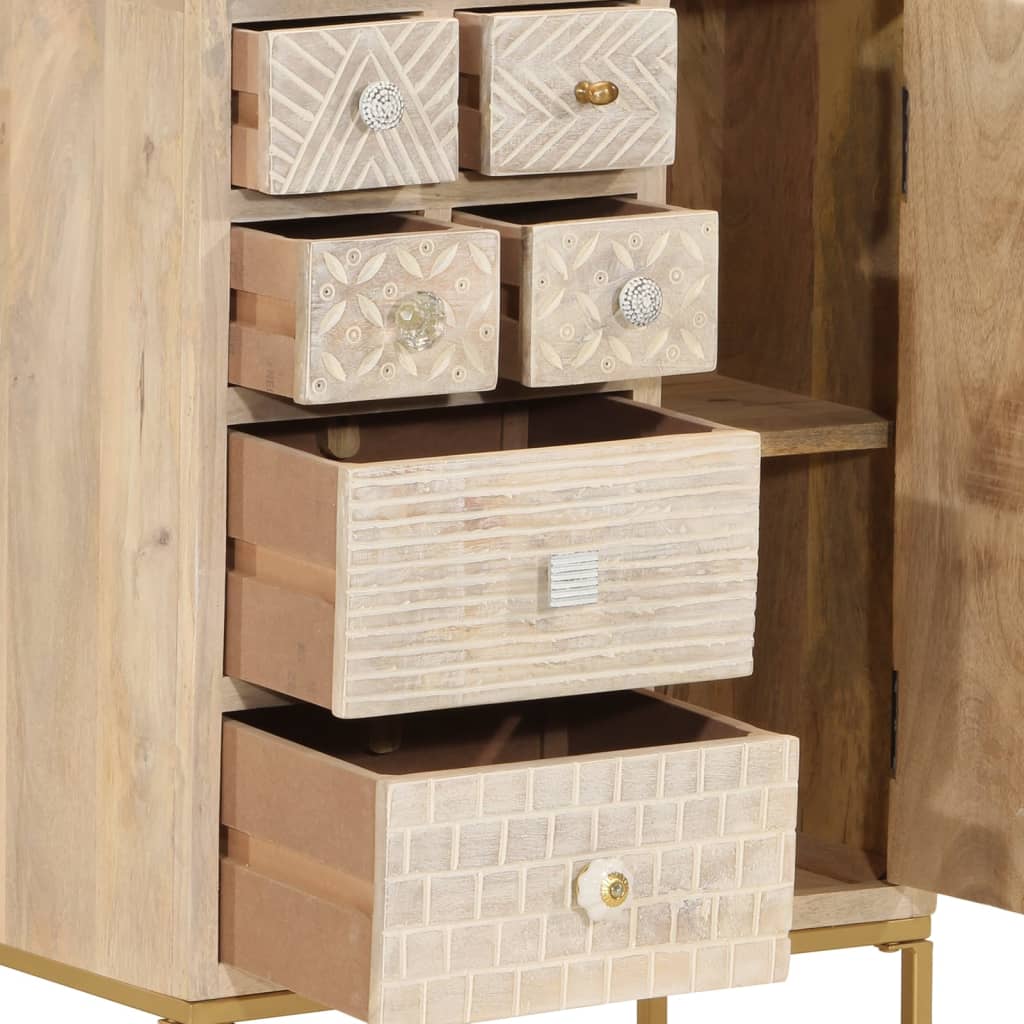 Aparador 55x30x76 cm madeira de mangueira maciça e ferro