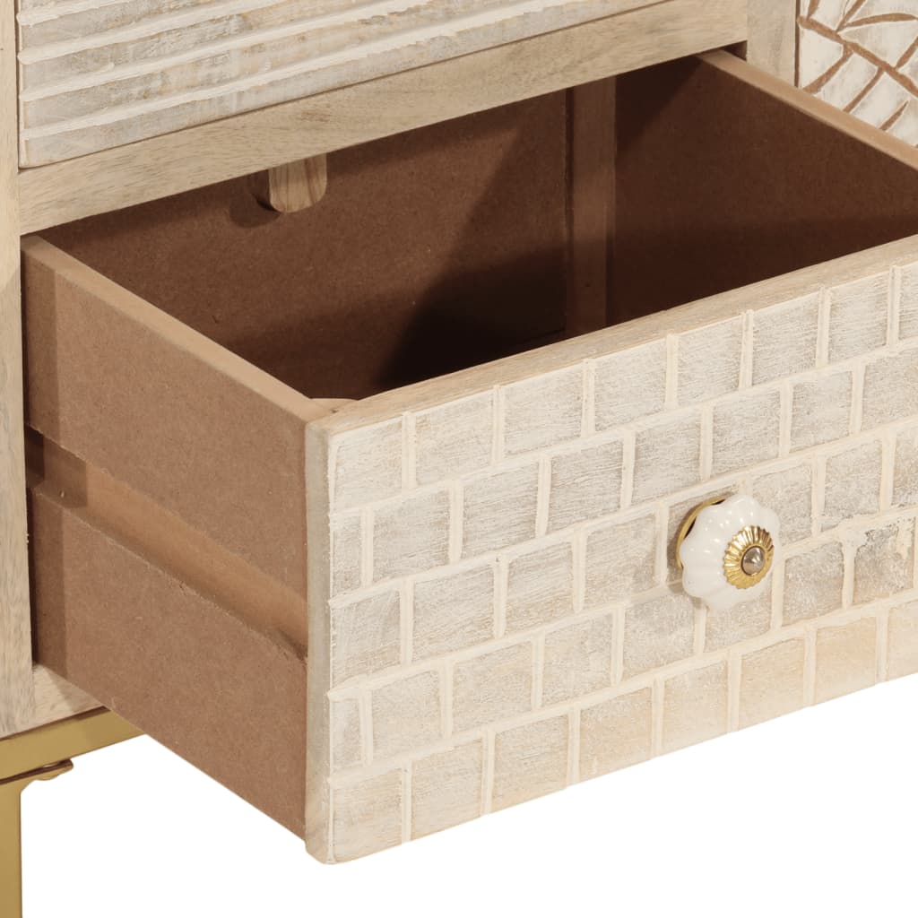 Aparador 55x30x76 cm madeira de mangueira maciça e ferro