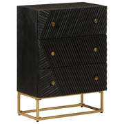 Cómoda 55x30x76 cm madeira de mangueira maciça e ferro preto