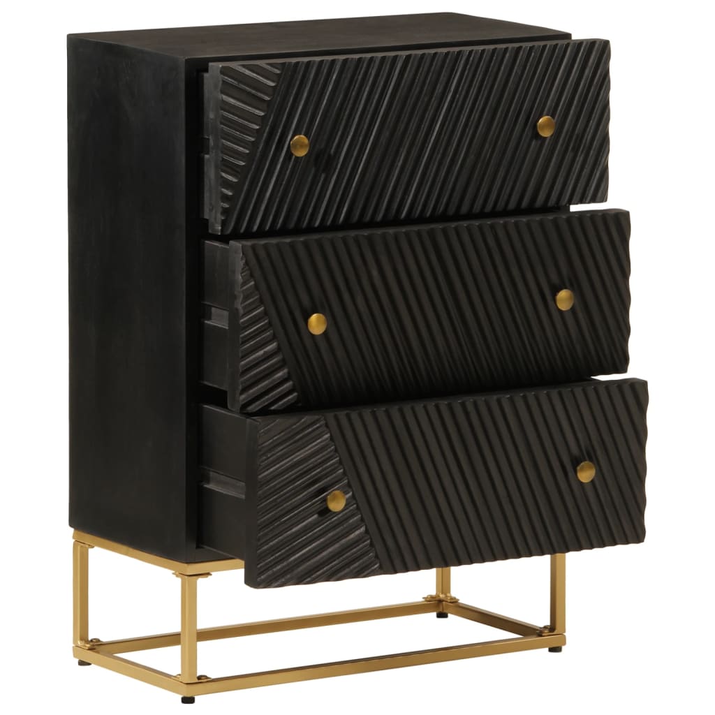Cómoda 55x30x76 cm madeira de mangueira maciça e ferro preto