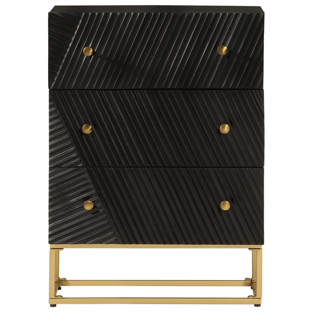 Cómoda 55x30x76 cm madeira de mangueira maciça e ferro preto