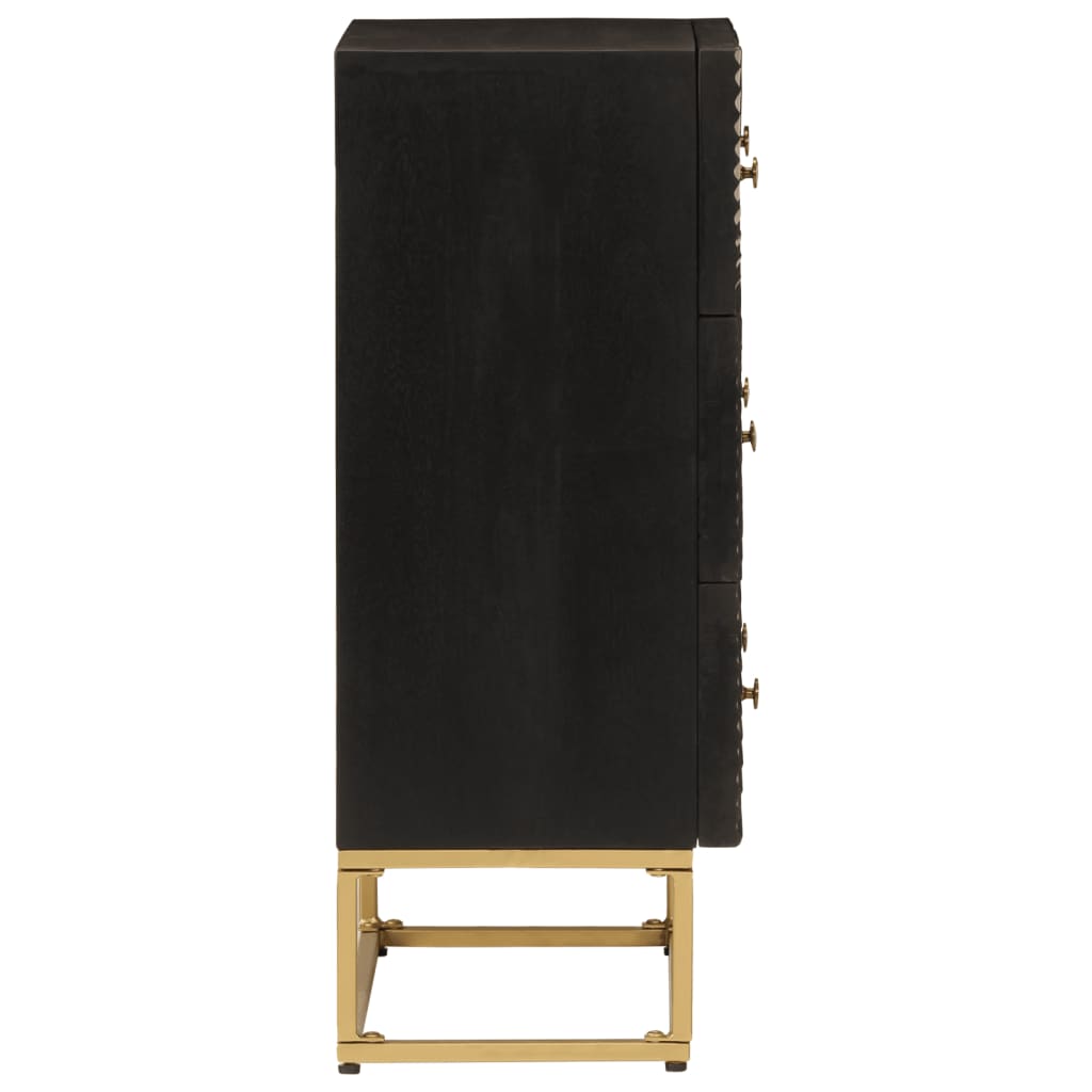 Cómoda 55x30x76 cm madeira de mangueira maciça e ferro preto