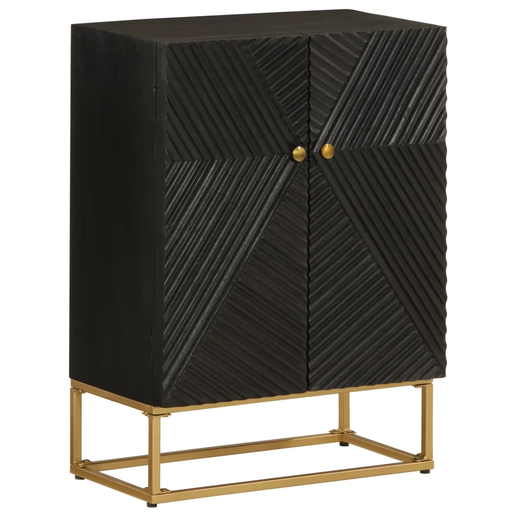 Aparador 55x30x76 cm madeira de mangueira maciça e ferro preto