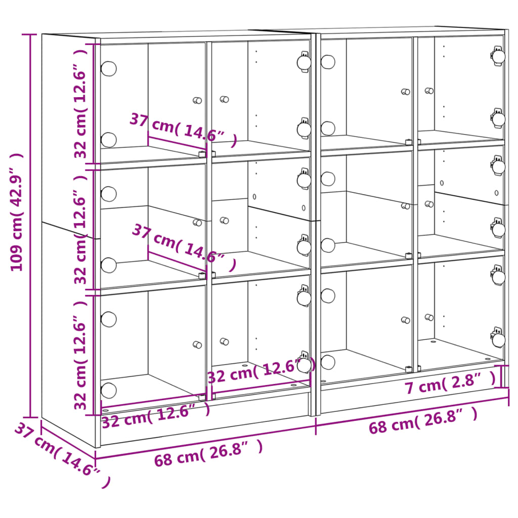 Estante c/ portas 136x37x109 cm derivados madeira cinza sonoma