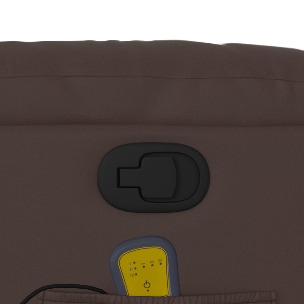 Poltrona massagens reclinável elevatória couro artif. castanho