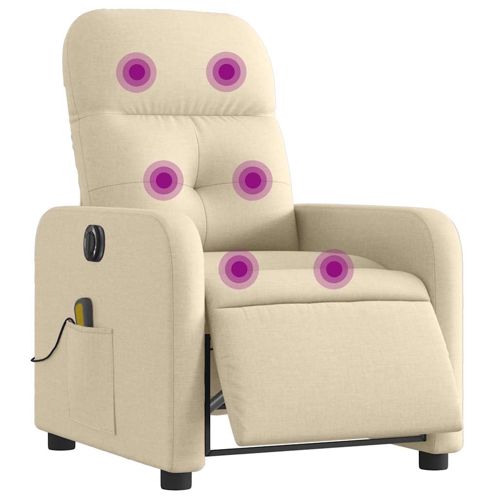 Poltrona de massagens reclinável elétrica tecido creme