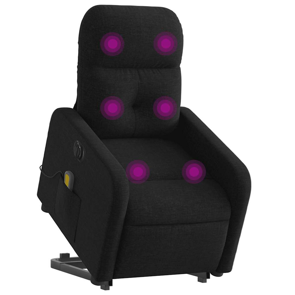 Poltrona elétrica elevatória massagens tecido preto