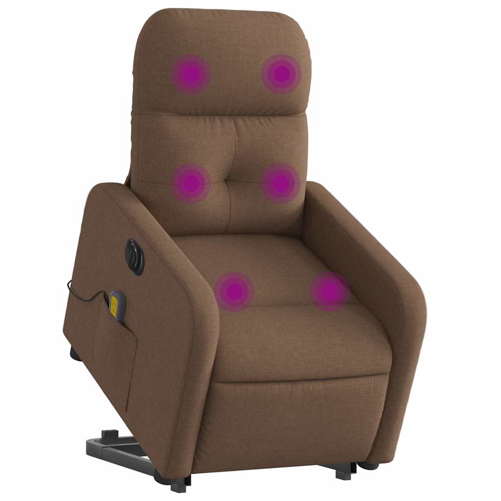 Poltrona elétrica elevatória massagens tecido castanho