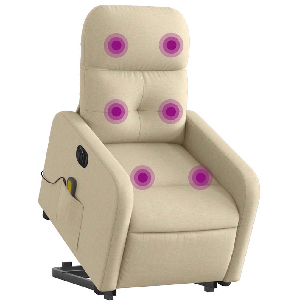 Poltrona elétrica elevatória massagens tecido creme