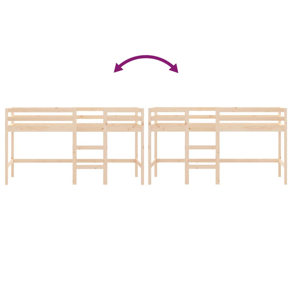 Cama alta p/ criança c/ escada 90x200cm madeira de pinho maciça