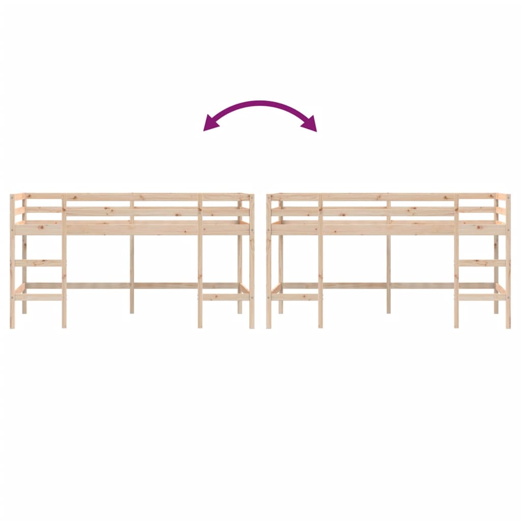 Cama alta p/ criança c/ escada 80x200cm madeira de pinho maciça