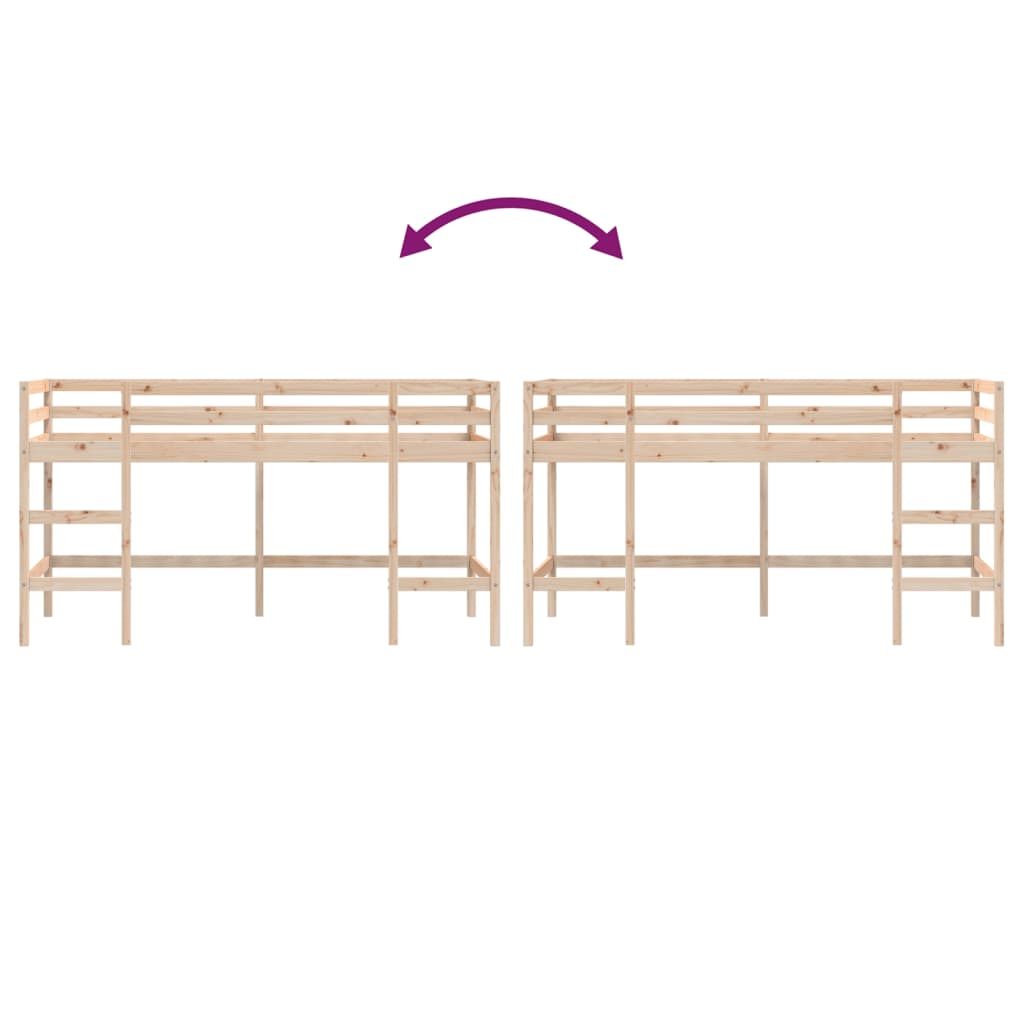 Cama alta p/ criança c/ escada 90x200cm madeira de pinho maciça