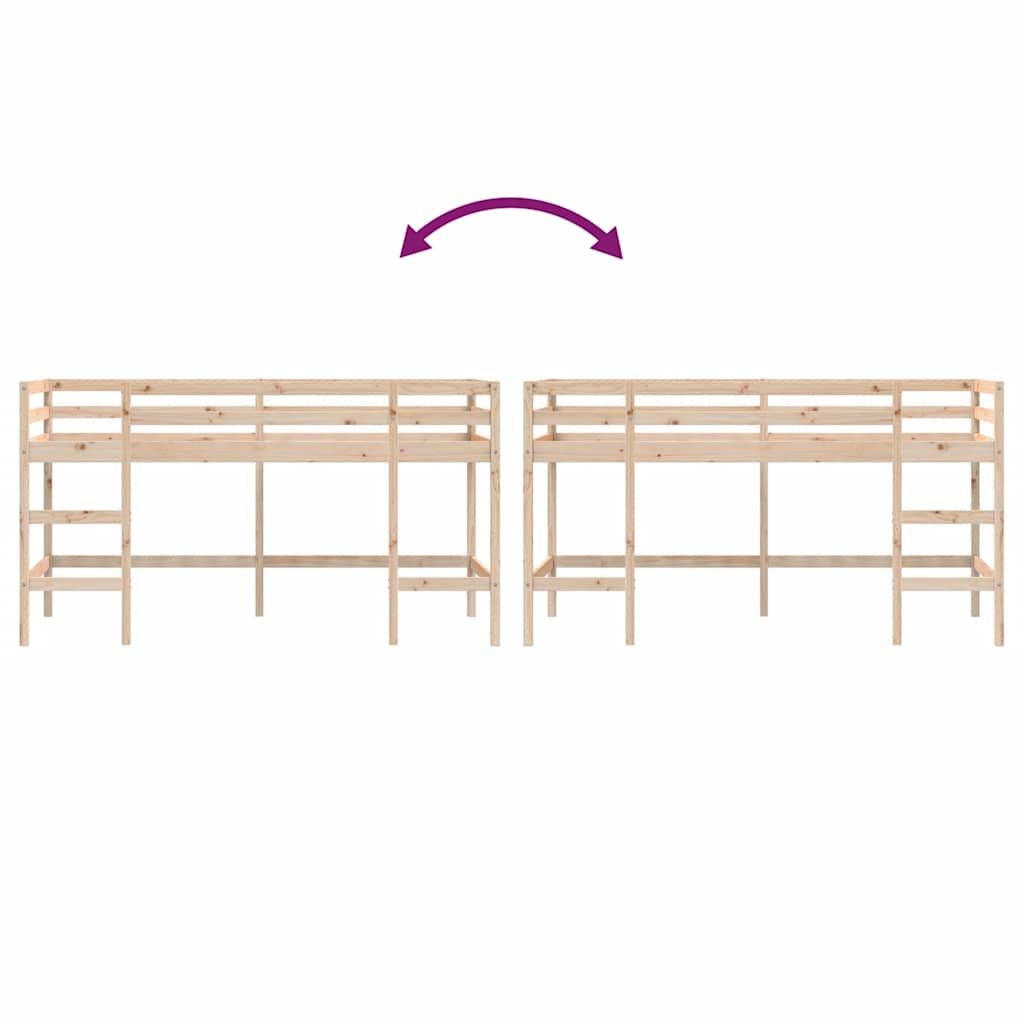 Cama alta p/ criança c/ escada 90x190cm madeira de pinho maciça