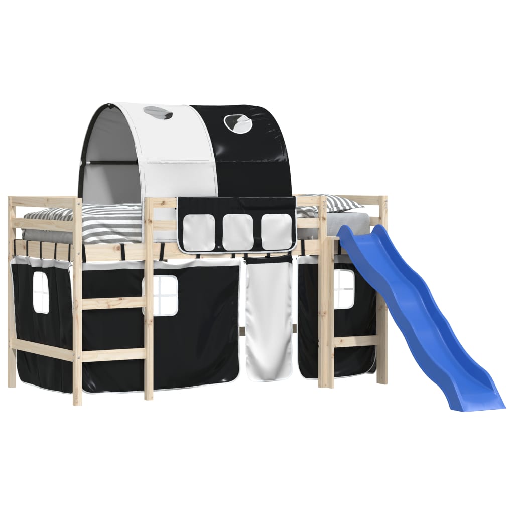 Cortinas para cama elevada com túnel poliéster branco e preto