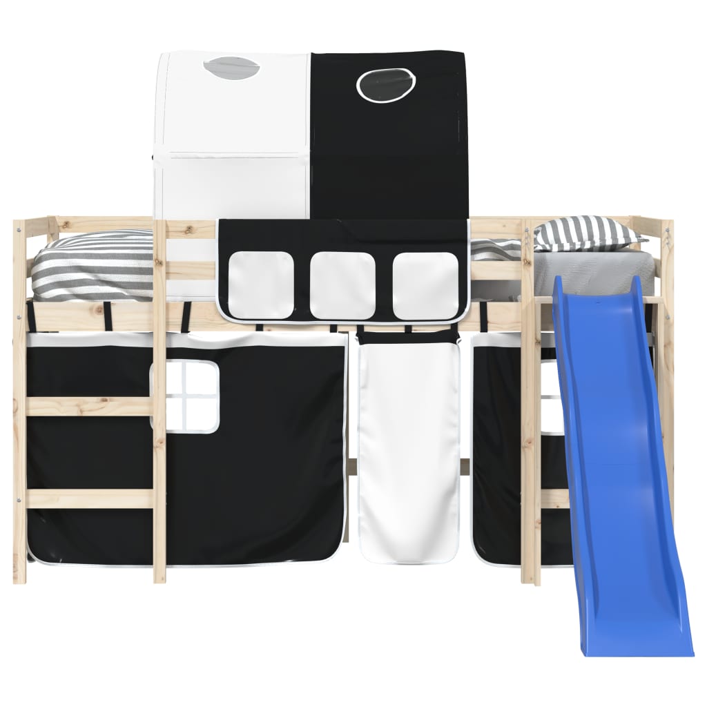 Cortinas para cama elevada com túnel poliéster branco e preto