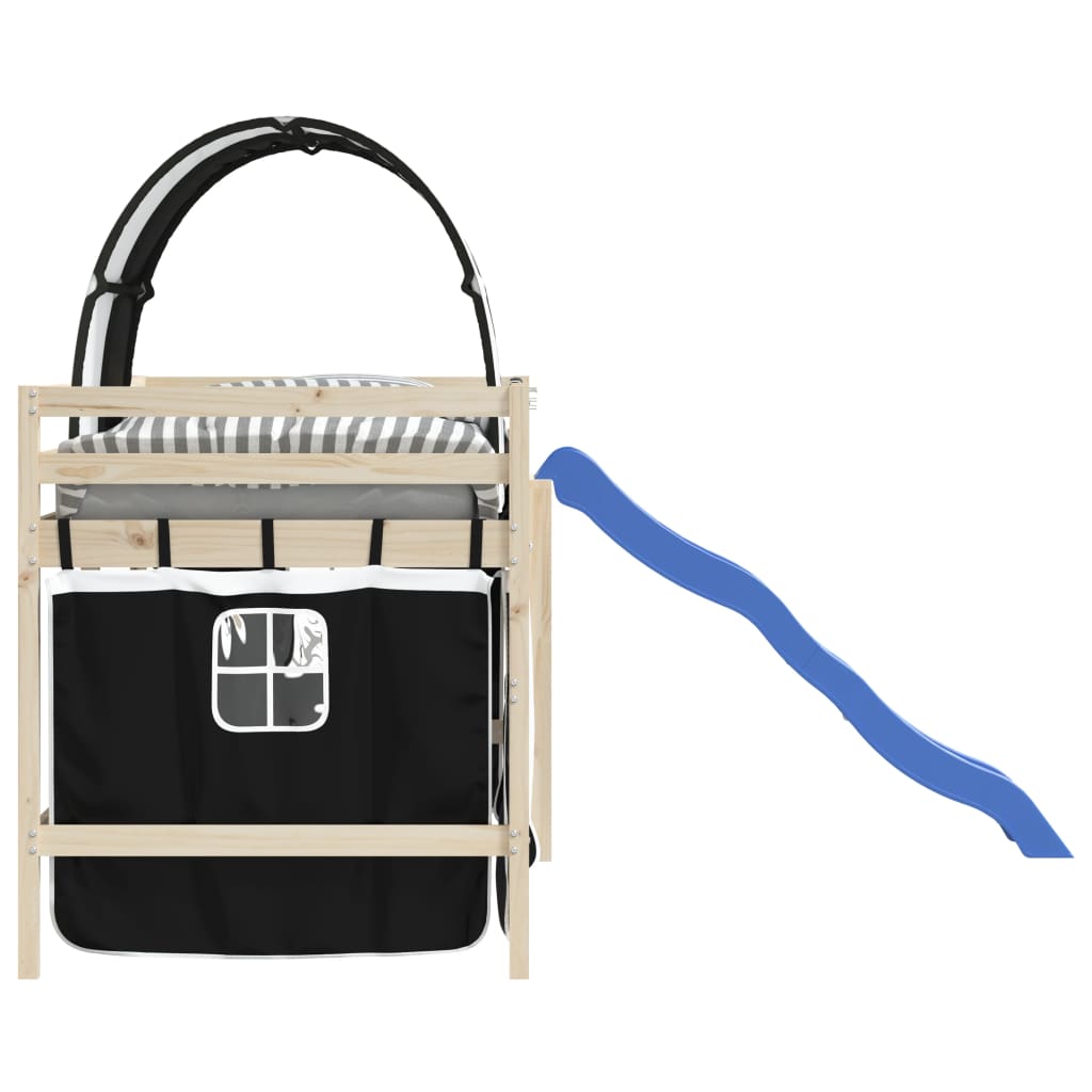 Cortinas para cama elevada com túnel poliéster branco e preto