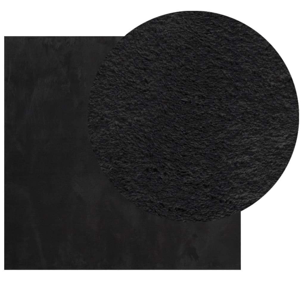 Tapete pelo curto macio e lavável HUARTE 160x160 cm preto