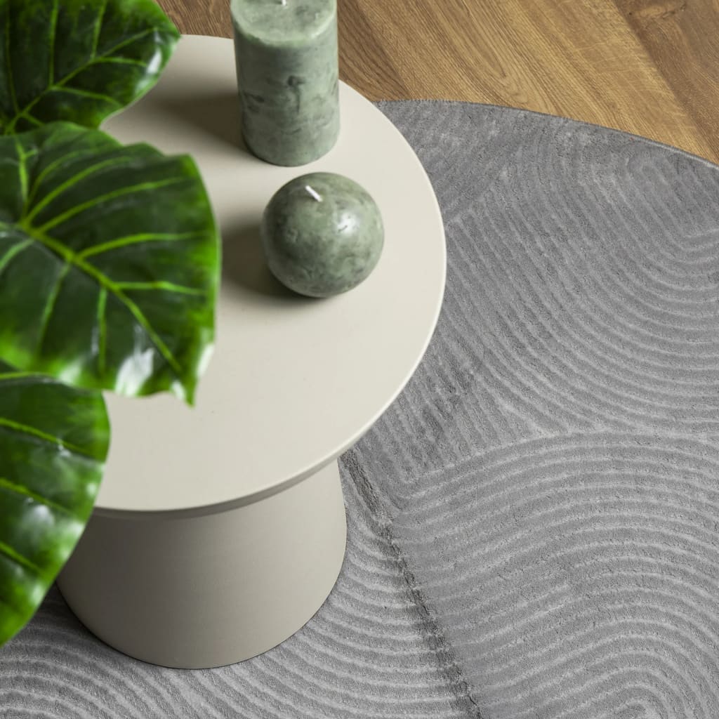 Tapete de pelo curto IZA visual escandinavo Ø 120 cm cinzento