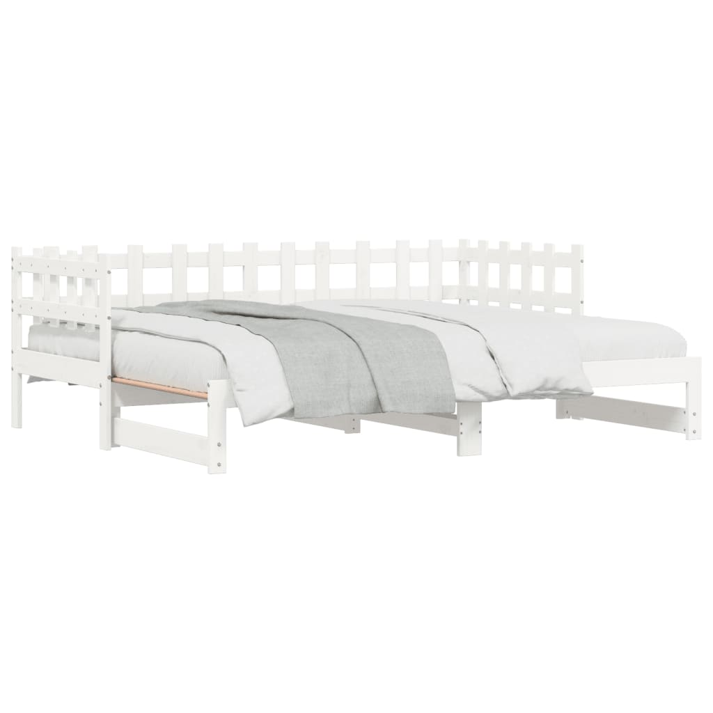 Estrutura sofá-cama de puxar 2x(90x190) cm pinho maciço branco