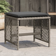 Bancos jardim com almofadões 4 pcs 41x41x36 cm vime PE cinzento