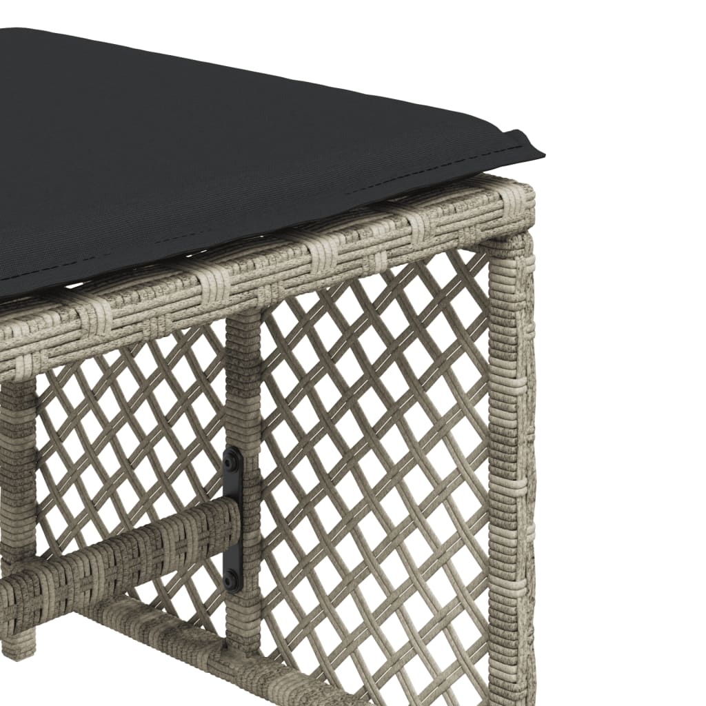 Bancos jardim c/ almofadões 4pcs 41x41x36cm vime PE cinza-claro