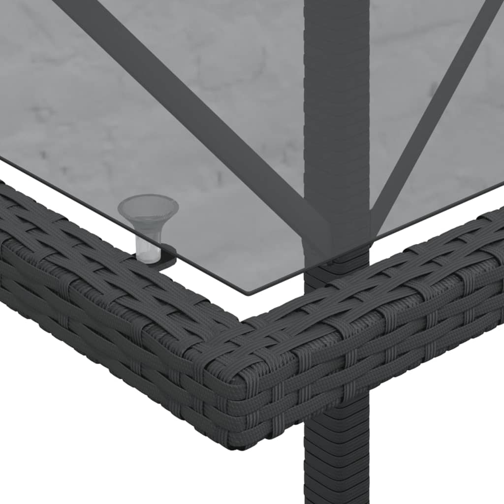 3 pcs conjunto de bistrô com almofadões vime PE preto