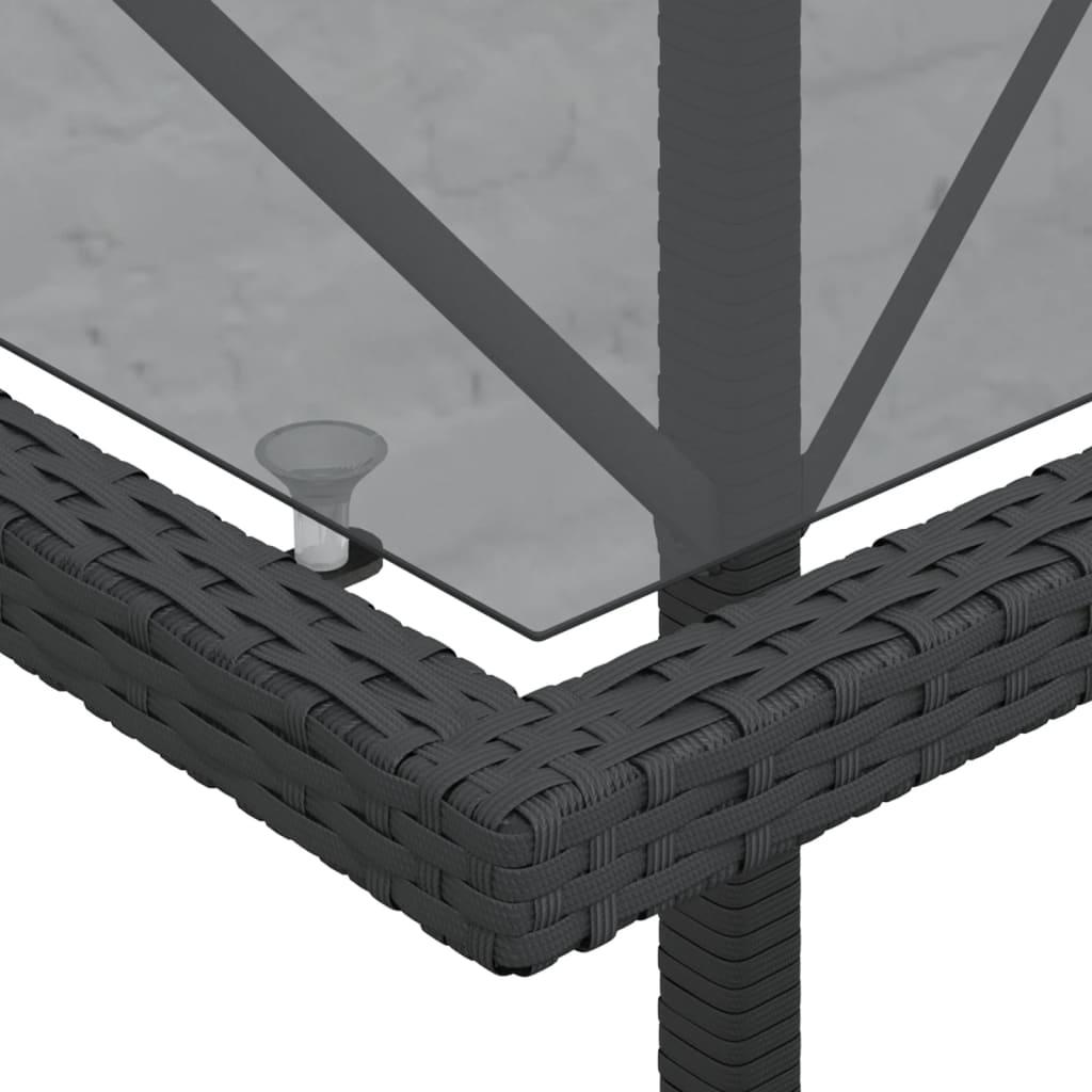 3 pcs conjunto de bistrô com almofadões vime PE preto