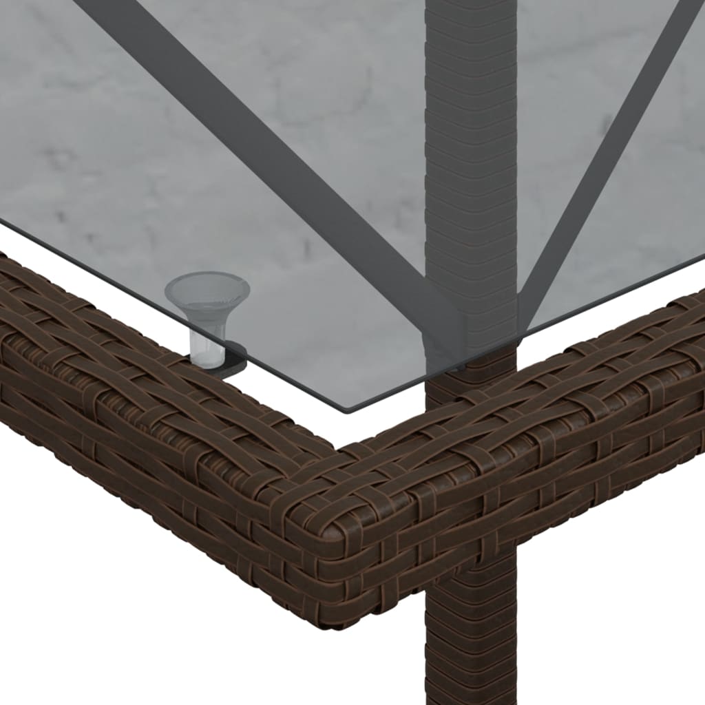 3 pcs conjunto bistrô com almofadões vime PE castanho