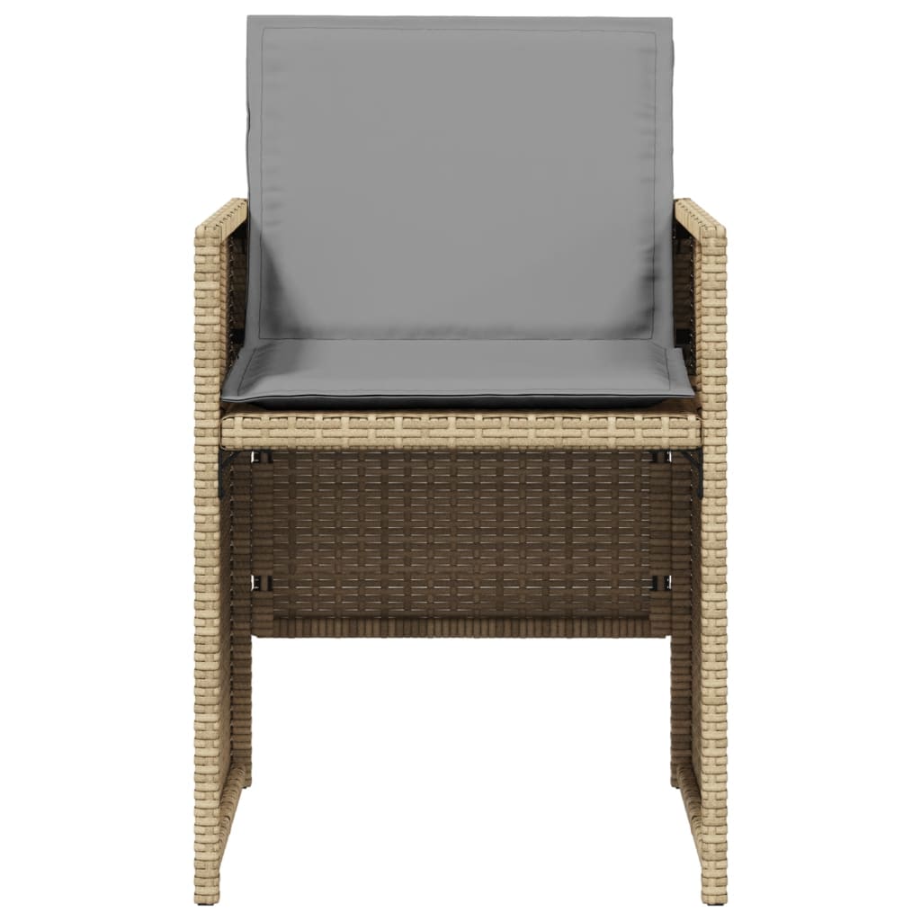 5pcs conj. jantar jardim c/ almofadões vime PE bege misturado